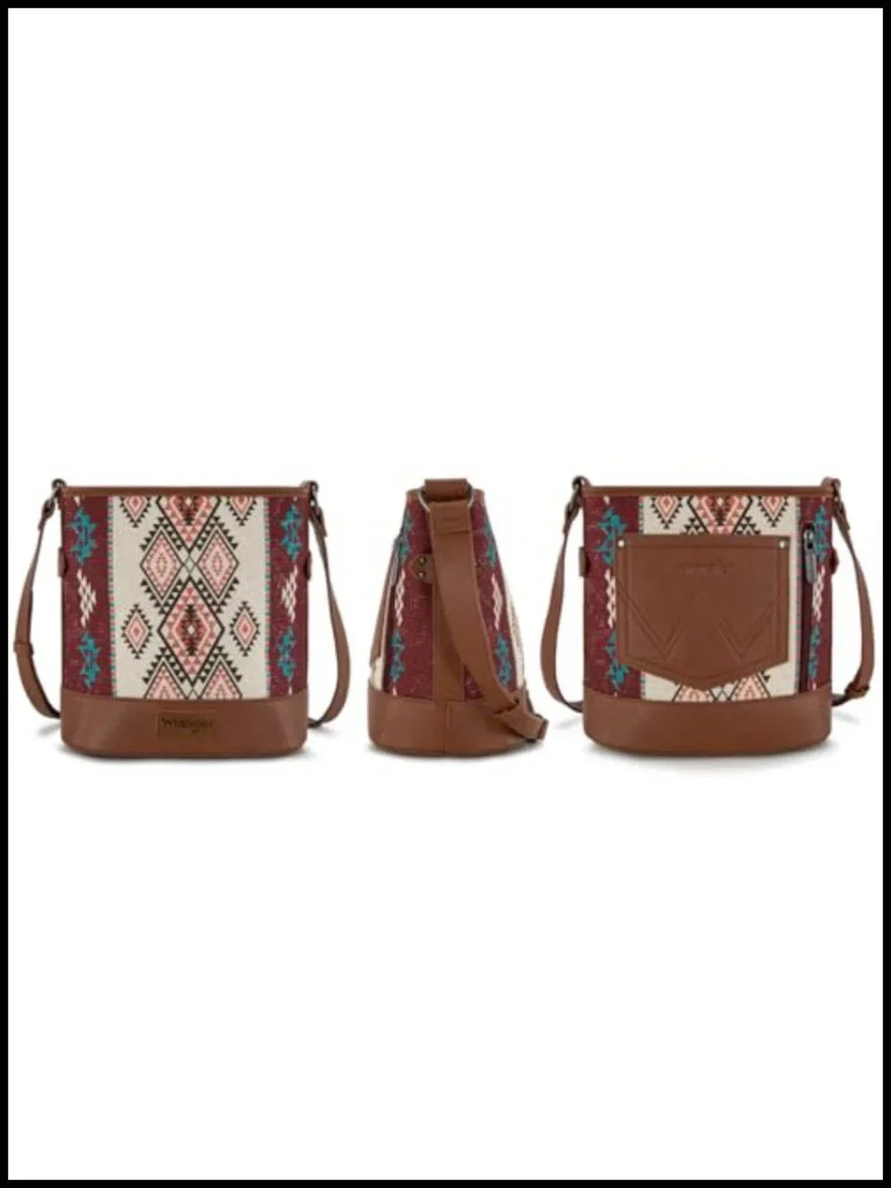 Aztec Print Canvas Crossbody Bag with Adjustable Strap
